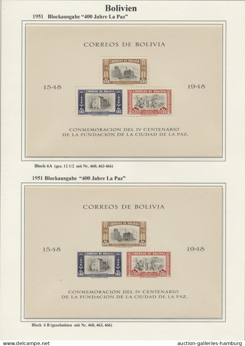 (*)/*/**/o/Cover Bolivia: 1867/1992 ca., schöne Sammlung in 2 Alben bis 1988 im Vordruckalbum meh