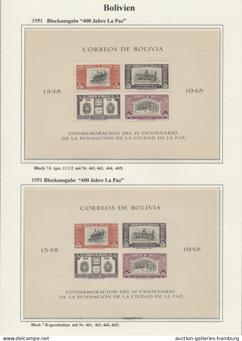 (*)/*/**/o/Cover Bolivia: 1867/1992 ca., schöne Sammlung in 2 Alben bis 1988 im Vordruckalbum meh