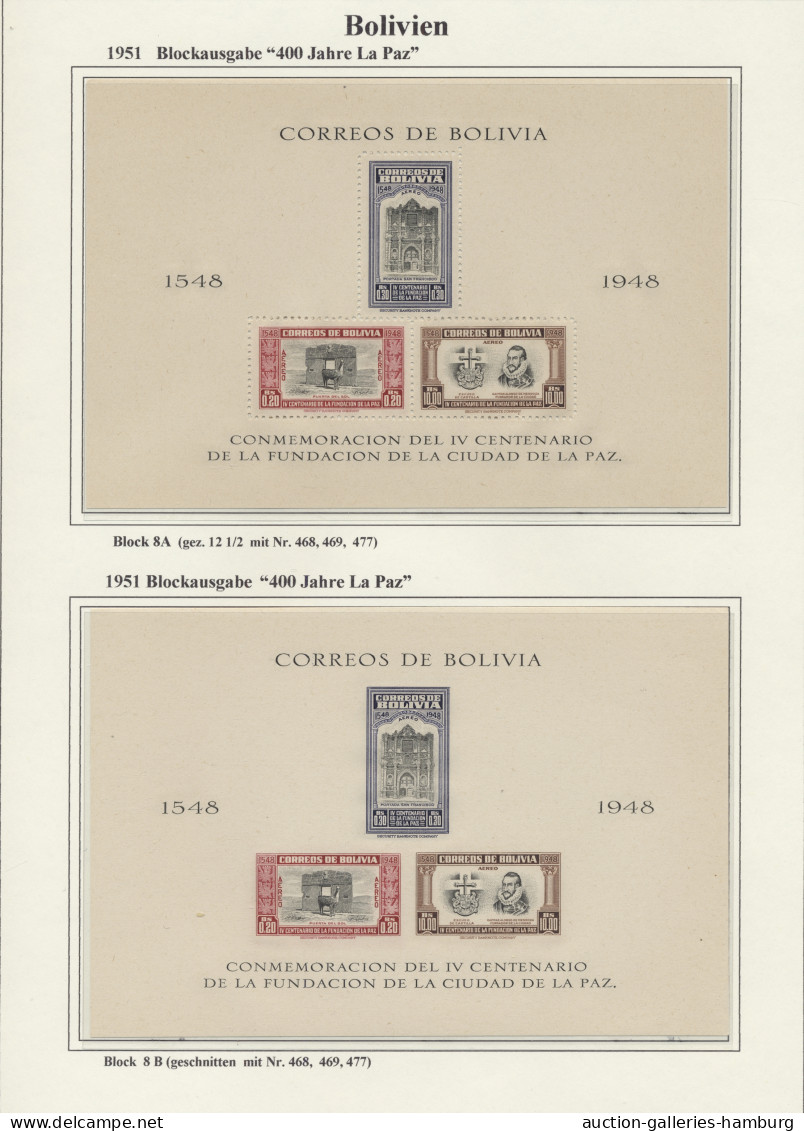 (*)/*/**/o/Cover Bolivia: 1867/1992 ca., schöne Sammlung in 2 Alben bis 1988 im Vordruckalbum meh