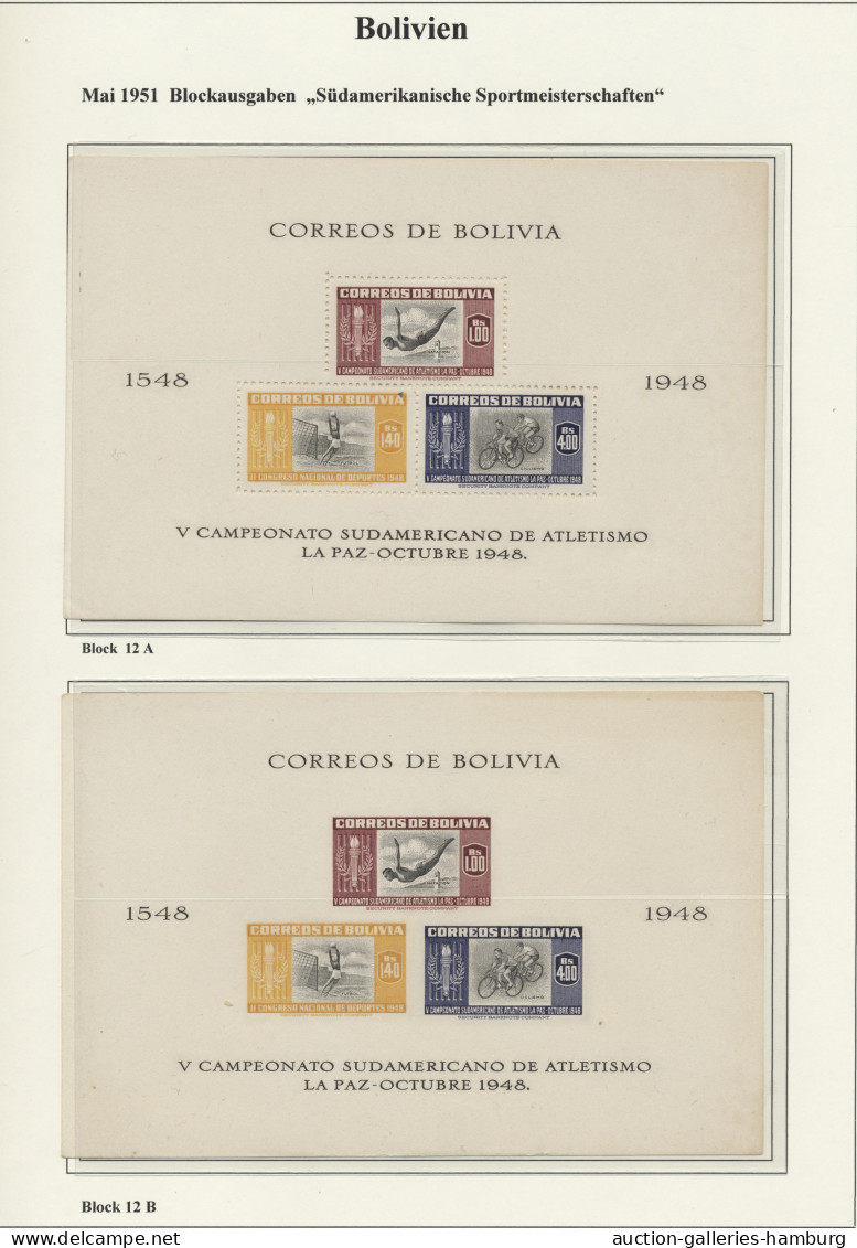 (*)/*/**/o/Cover Bolivia: 1867/1992 ca., schöne Sammlung in 2 Alben bis 1988 im Vordruckalbum meh