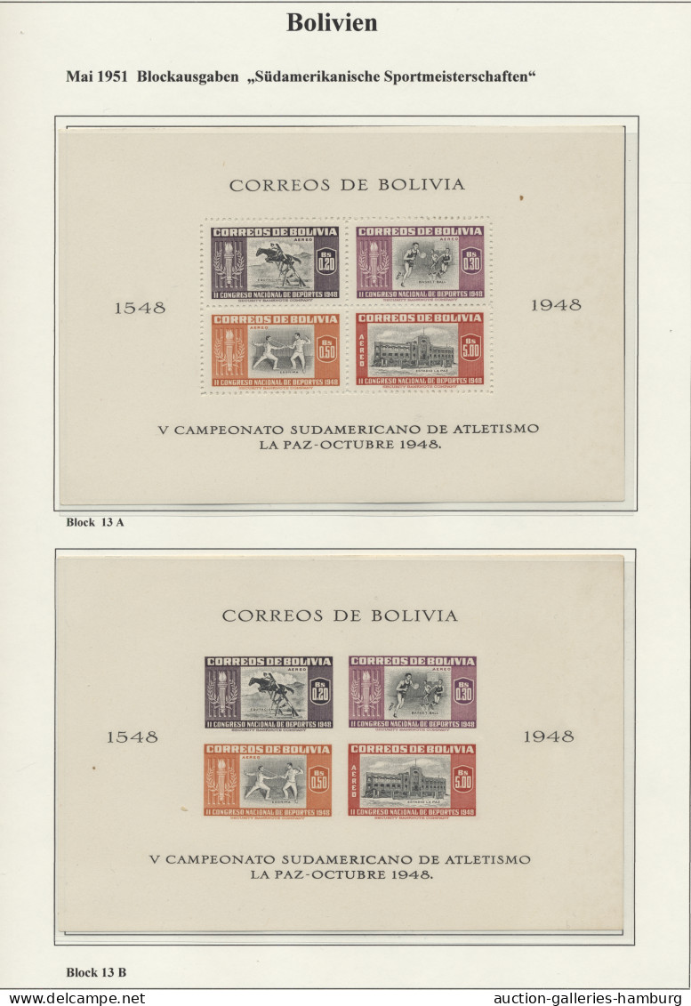 (*)/*/**/o/Cover Bolivia: 1867/1992 ca., schöne Sammlung in 2 Alben bis 1988 im Vordruckalbum meh