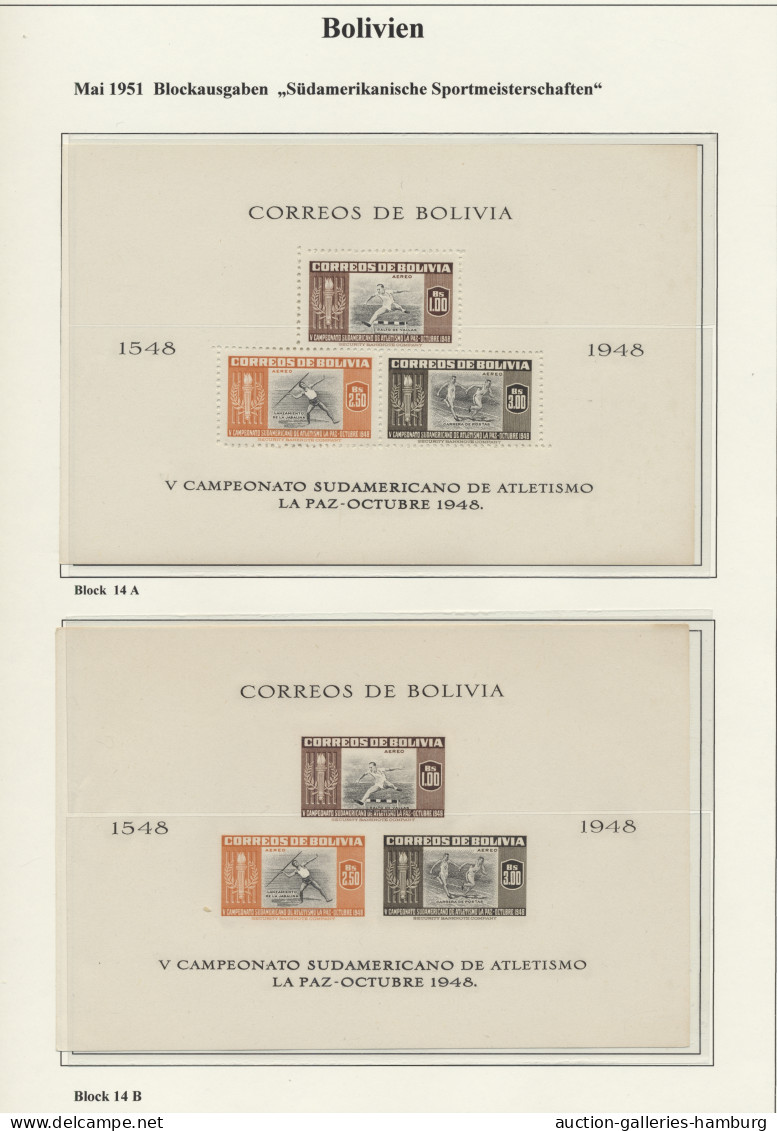 (*)/*/**/o/Cover Bolivia: 1867/1992 ca., schöne Sammlung in 2 Alben bis 1988 im Vordruckalbum meh