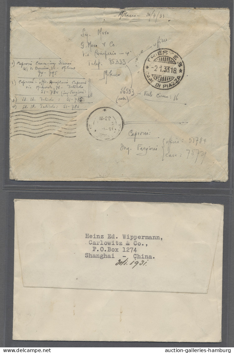 Cover China: 1929-1940, 8 Covers, Of Which Are 7 Sent Abroad (Netherlands, Germany, It - Brieven En Documenten