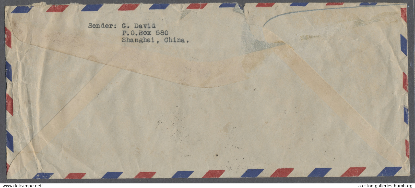 Cover China: 1946-48, 5 Airmail Letters To Abroad Franked With Many Stamps ÷ 1946-48, - Lettres & Documents