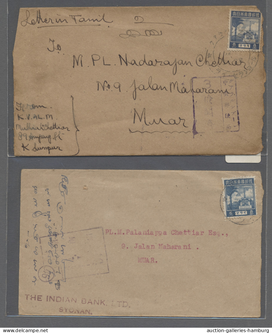 Cover Japanense Occupation Of Malaya: 1943, Nine Commercial Letters All Censored, Mixe - Malaysia (1964-...)