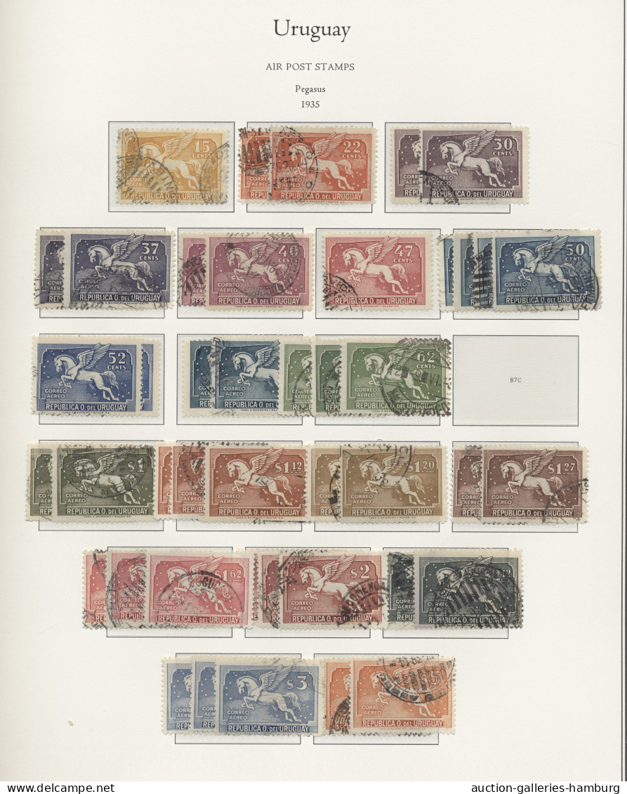 (*)/*/**/o/Cover Uruguay: 1856/1970 ca., alte meist gestempelte Sammlung in 2 Alben, dabei bis 19