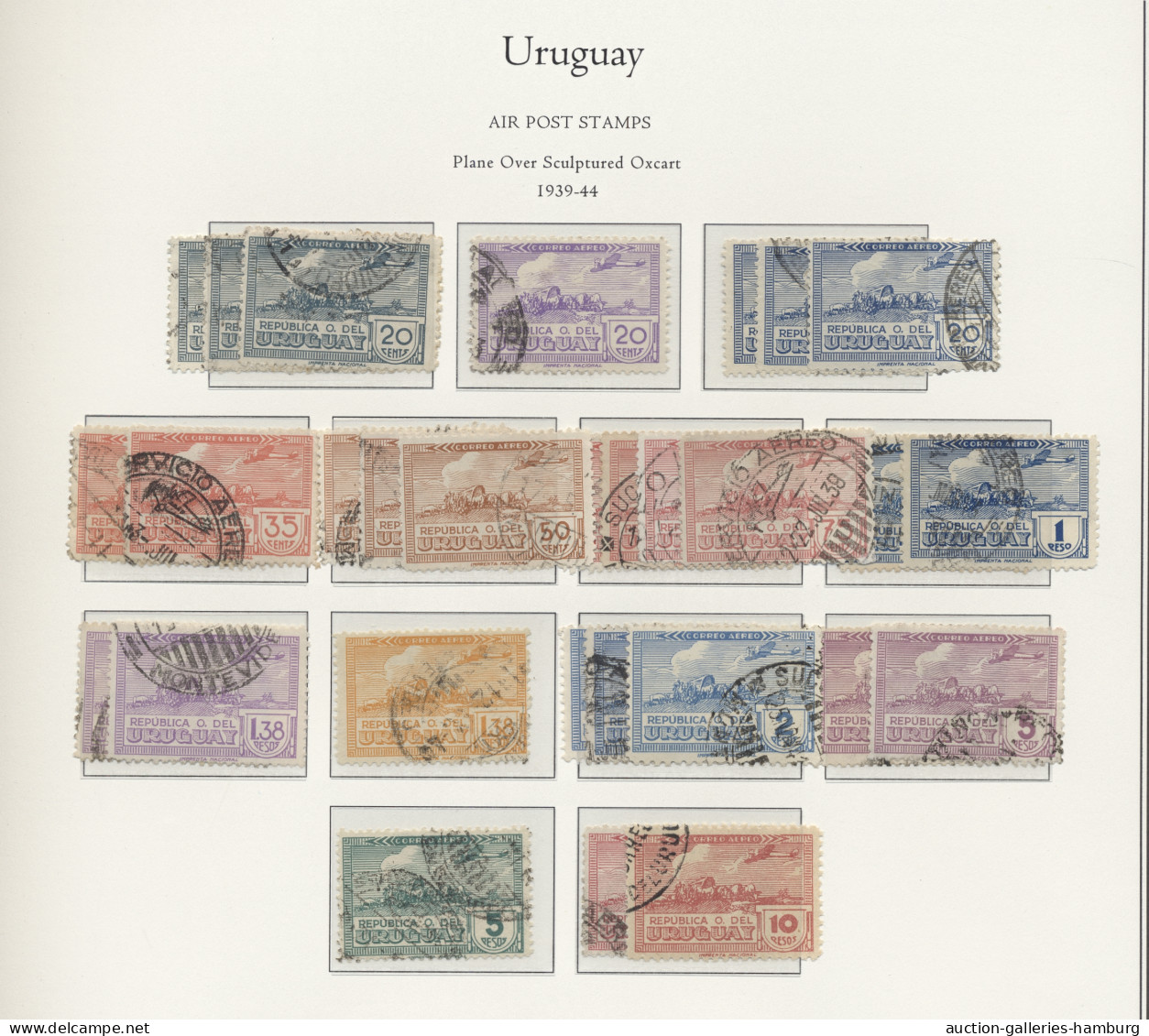 (*)/*/**/o/Cover Uruguay: 1856/1970 ca., alte meist gestempelte Sammlung in 2 Alben, dabei bis 19