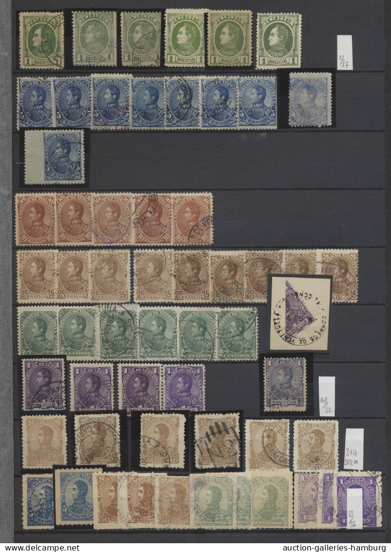 (*)/*/o/Cover Venezuela: 1859/1950 ca., umfangreiche Sammlung mit Dienst und Stempelmarken, so