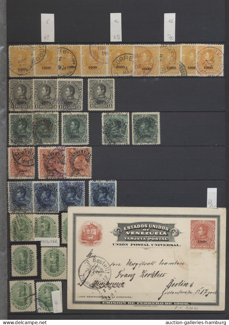 (*)/*/o/Cover Venezuela: 1859/1950 ca., umfangreiche Sammlung mit Dienst und Stempelmarken, so