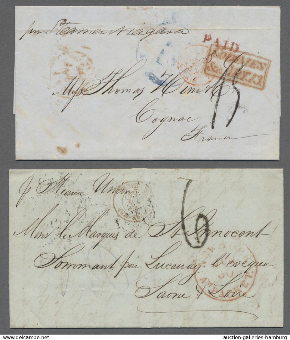 Cover United States Of America: 1850-1863, Partie Von 5 Markenlosen Faltbriefen Mit Di - …-1845 Prephilately