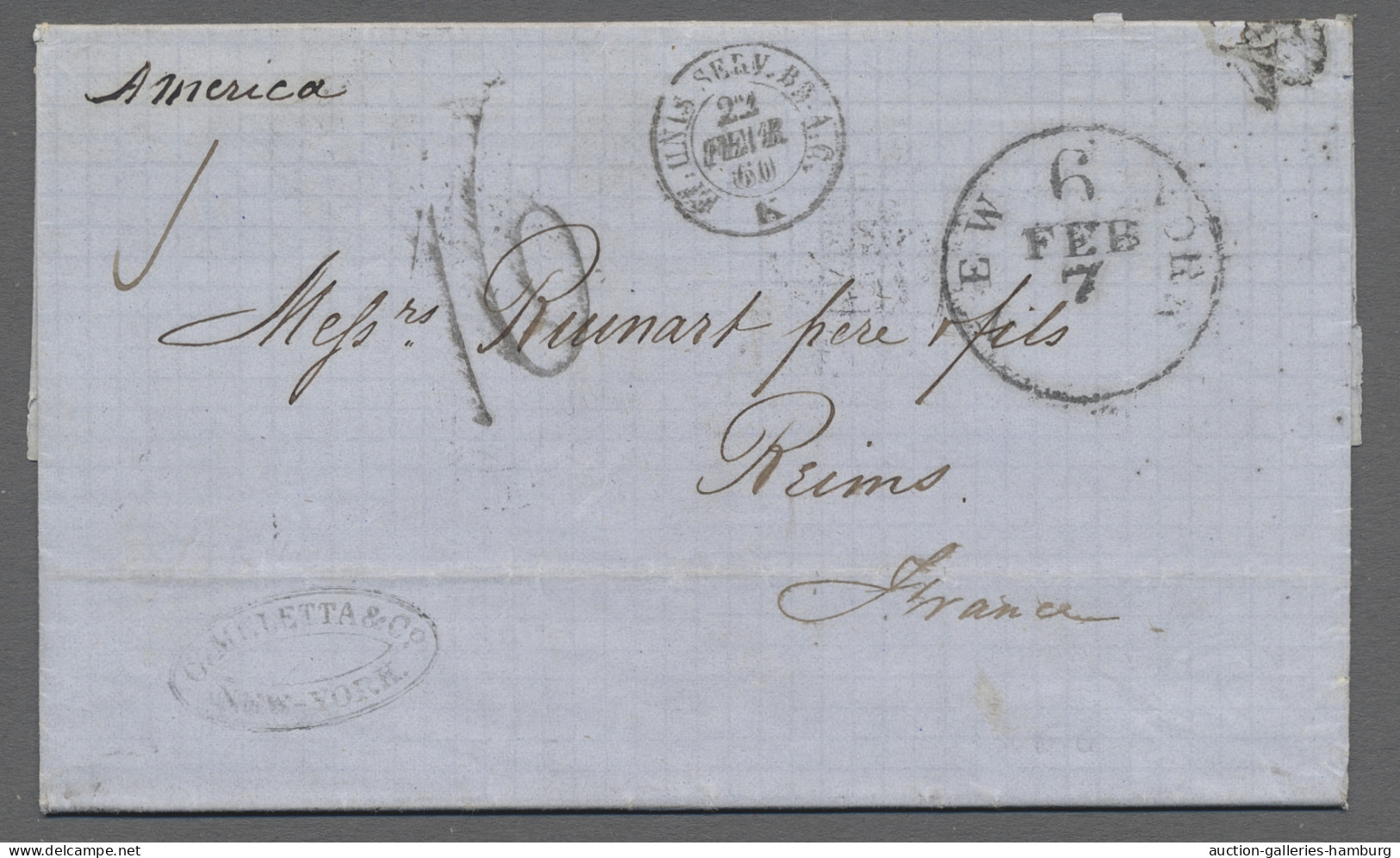 Cover United States Of America: 1850-1863, Partie Von 5 Markenlosen Faltbriefen Mit Di - …-1845 Prephilately