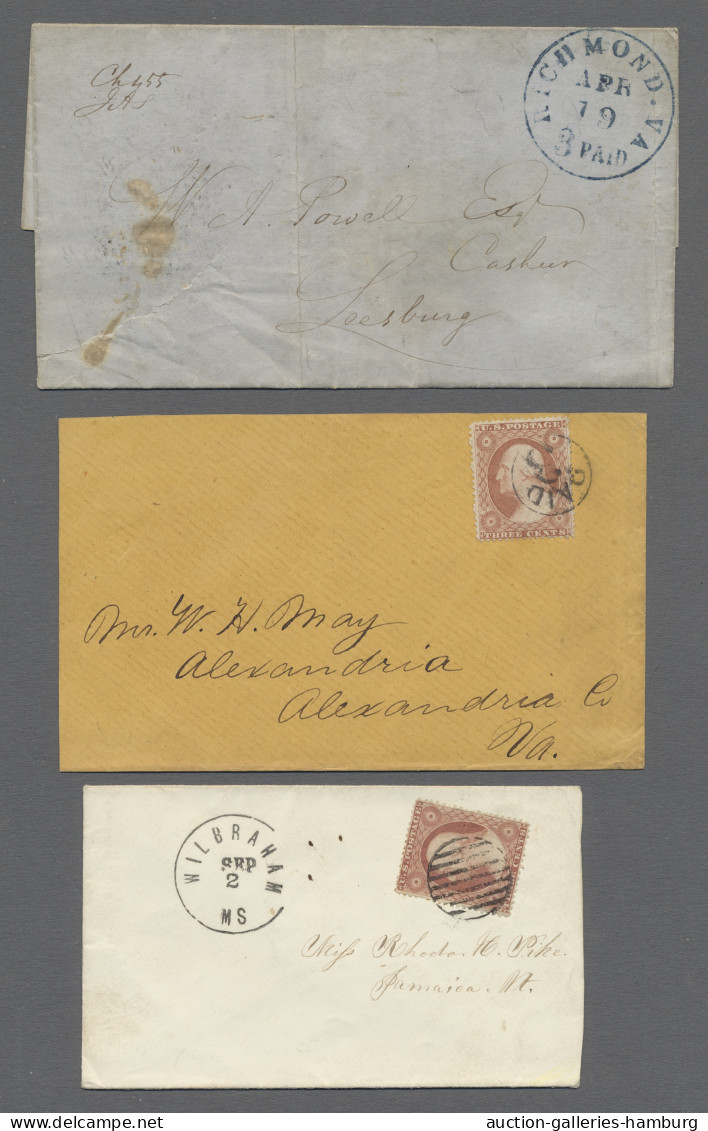 Cover United States: 1850-1951 (ca.), Partie Von Etwa 75 Belegen Mit U.a. 4 Frühen Mar - Lettres & Documents