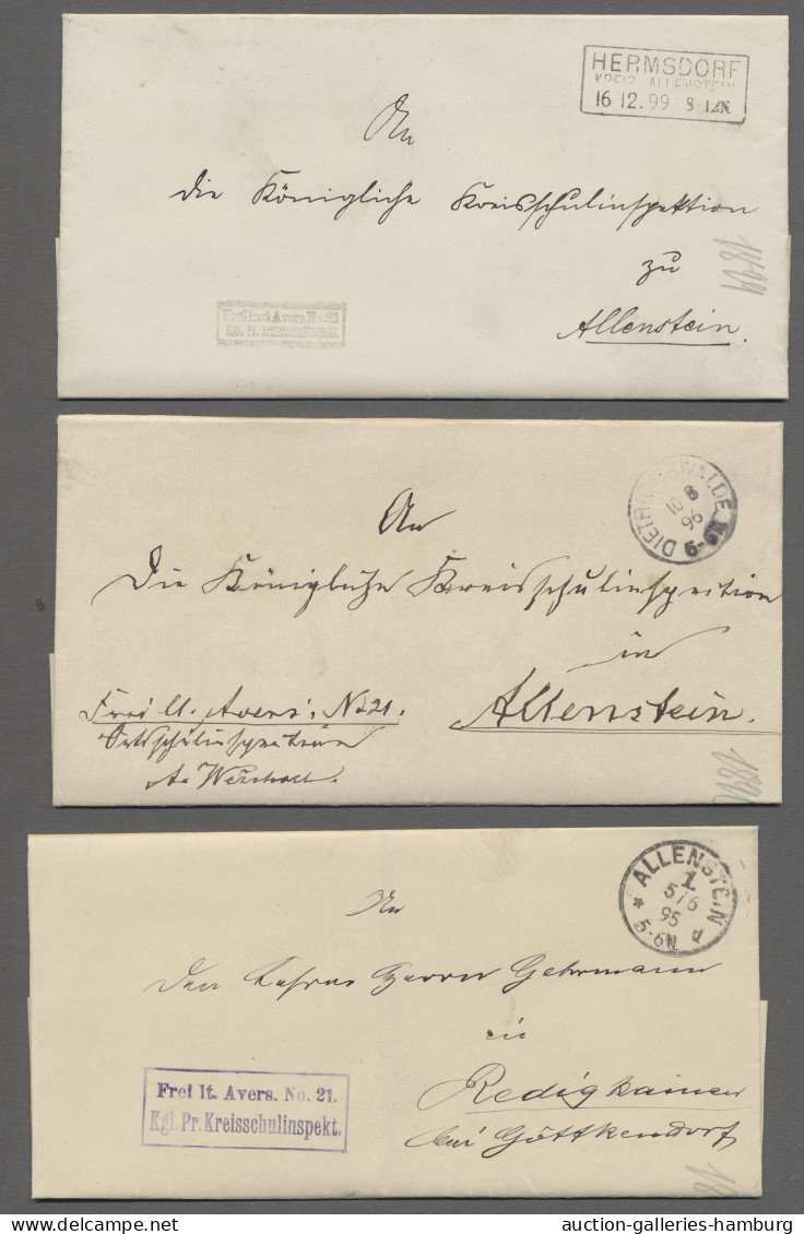 Brf. Heimat: Ehemalige Ostgebiete: 1854-1904, OSTPREUSSEN, Markenlose Dienstbriefe Au - Other