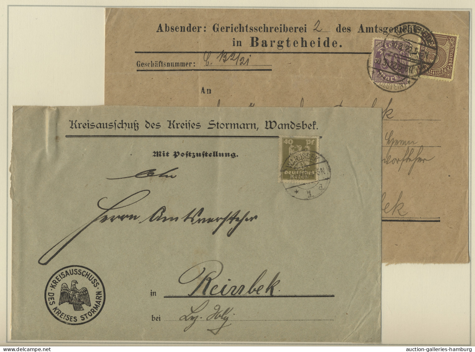 Brf./Briefstück/o Heimat: Schleswig-Holstein: 1840-1990 (ca.) REINBEK (KREIS STORMARN), Heimatsamm