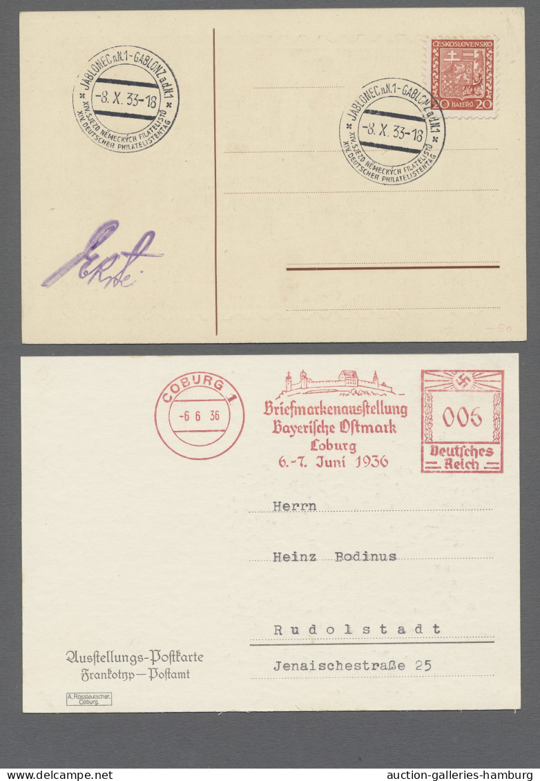 Cover/GA Thematics: stamp days: 1907-1956, Philatelietage / Ausstellungen / Tag der Brief