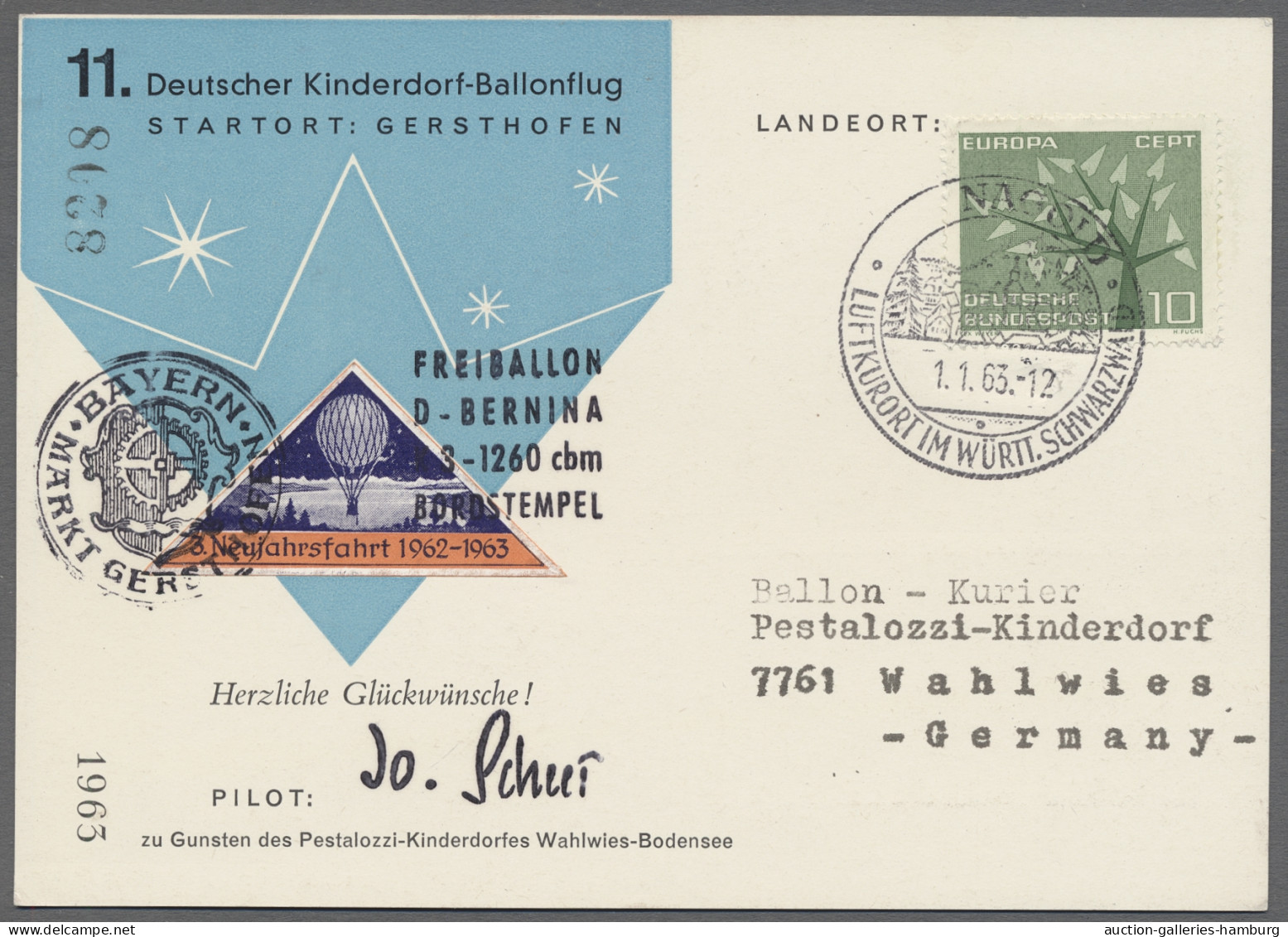 Air Mail Balloon Mail: 1952-1986, Partie Von 28 Ballonpostbelegen Mit U.a. Christkindl-We - Montgolfier