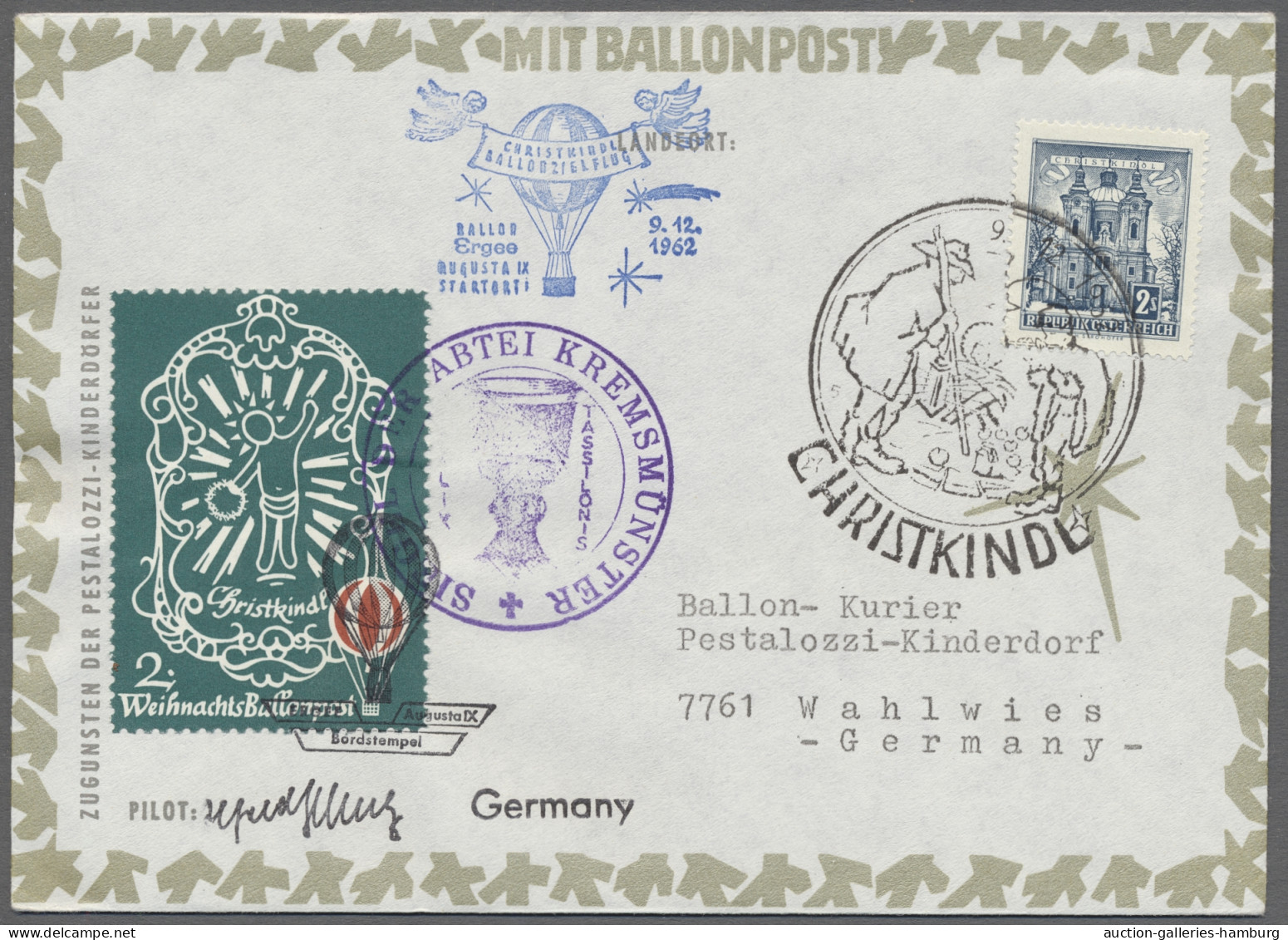 Air Mail Balloon Mail: 1952-1986, Partie Von 28 Ballonpostbelegen Mit U.a. Christkindl-We - Fesselballons