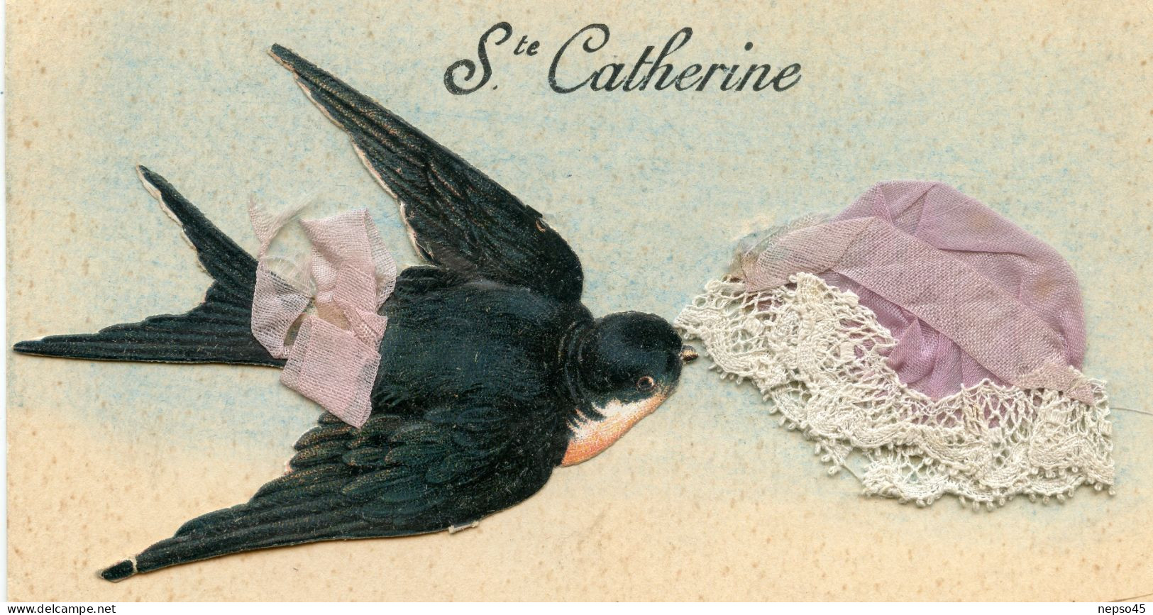 Bonnet De St Catherine,soie Mauve à Dentelle,Hirondelle - Sainte-Catherine