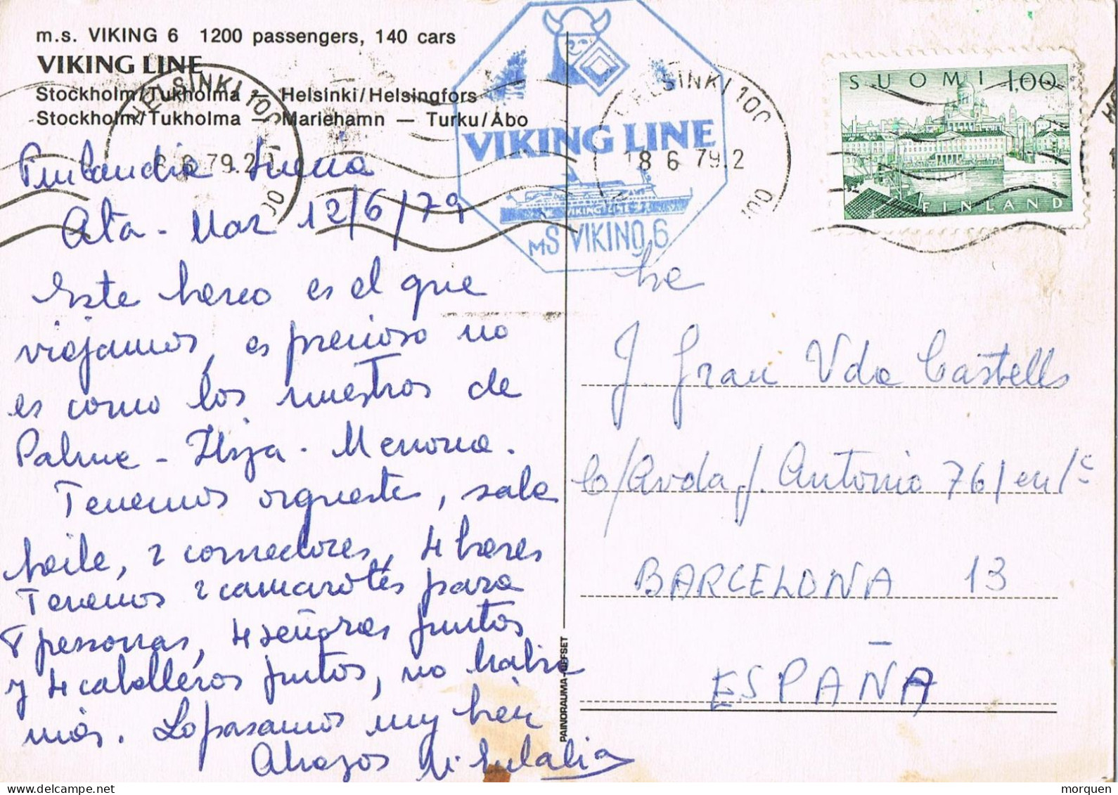 52386. Postal HELSINKI (Finlandia) 1979. SHIP, VIKING Line. Barco, Linea Stockholm - Turku - Cartas & Documentos