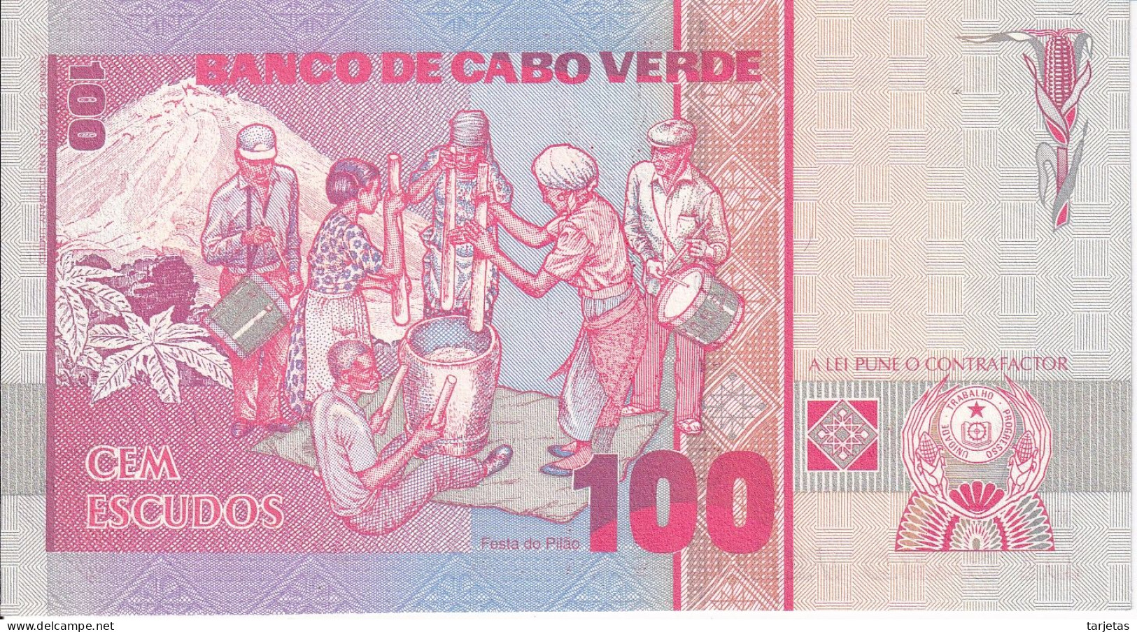 BILLETE DE CABO VERDE DE 100 ESCUDOS DEL AÑO 1989 SIN CIRCULAR (UNC) (BANKNOTE) - Cap Verde