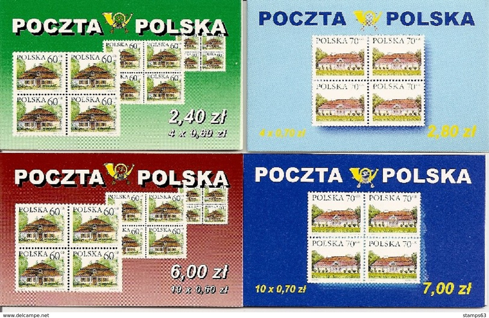 POLAND / POLEN, 1999, Booklet 39/42,  4x60, 4x70, 10x60, 10x70 - Cuadernillos