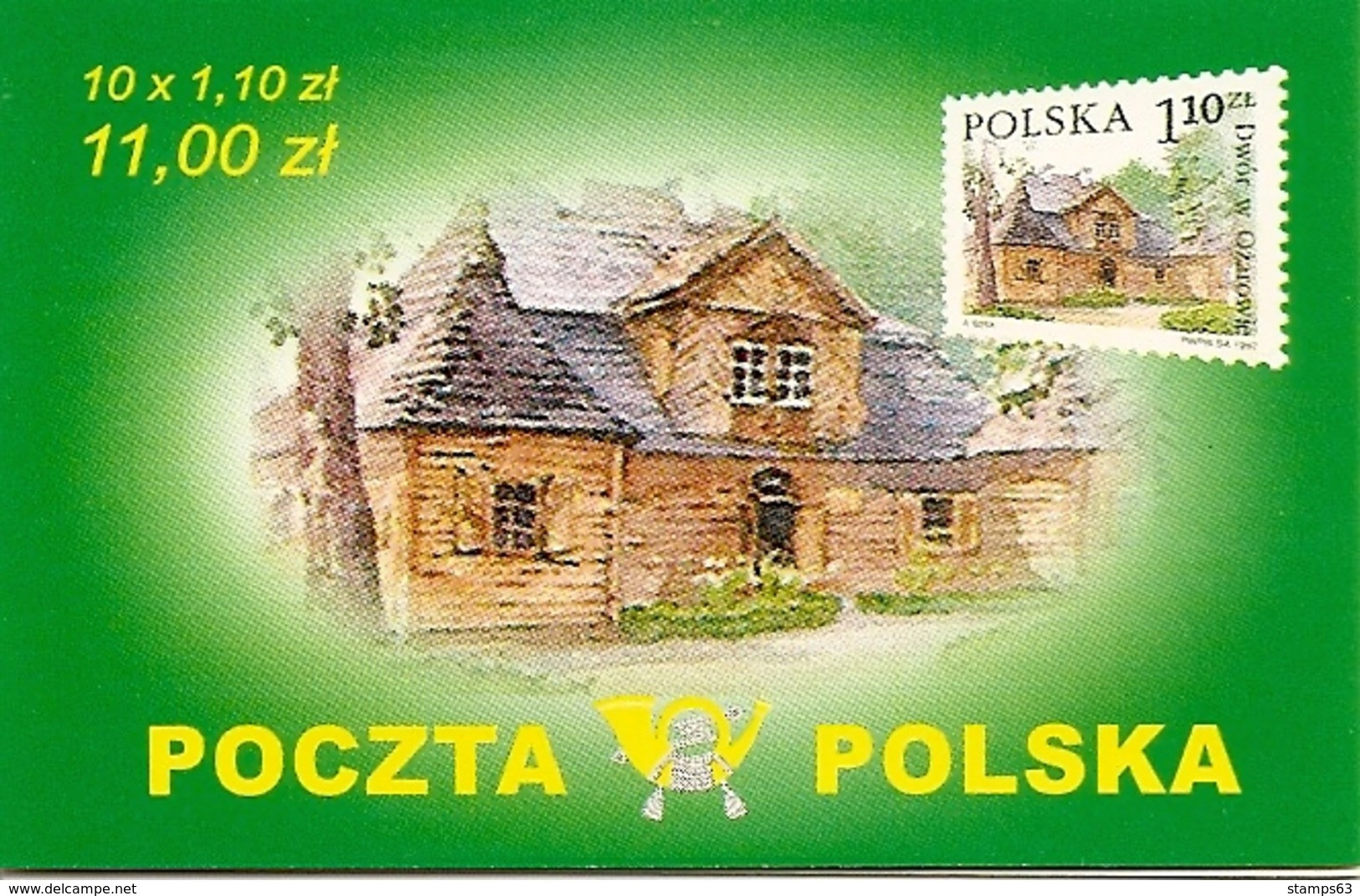 POLAND / POLEN, 2002, Booklet 51,  10x1.10 Manor Houses - Markenheftchen