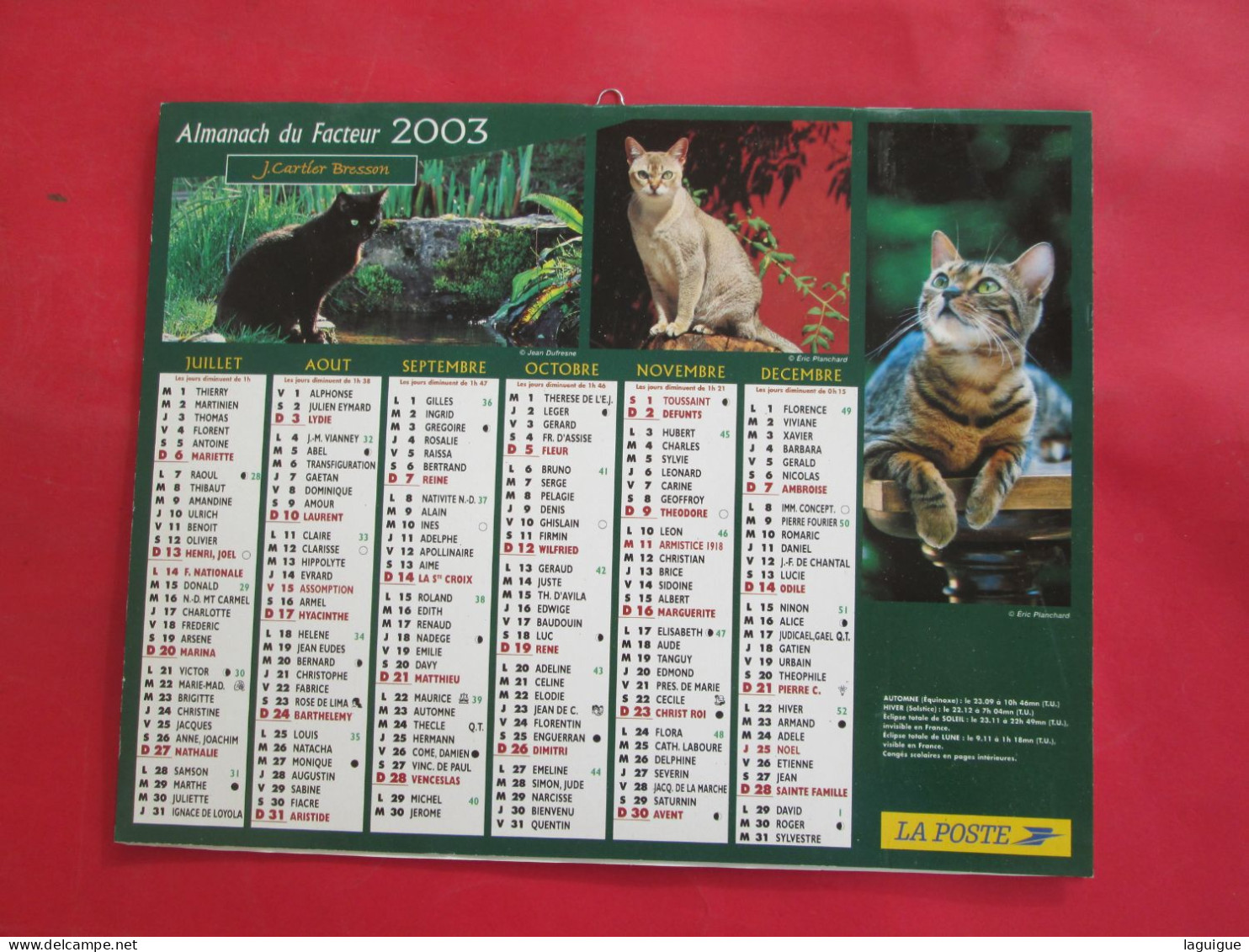 LOT DE 31 CALENDRIERS ALMANACHS de 1982 à 2016  CHIEN, CHAT, POUSSIN LAVIGNE OBERTHUR OLLER