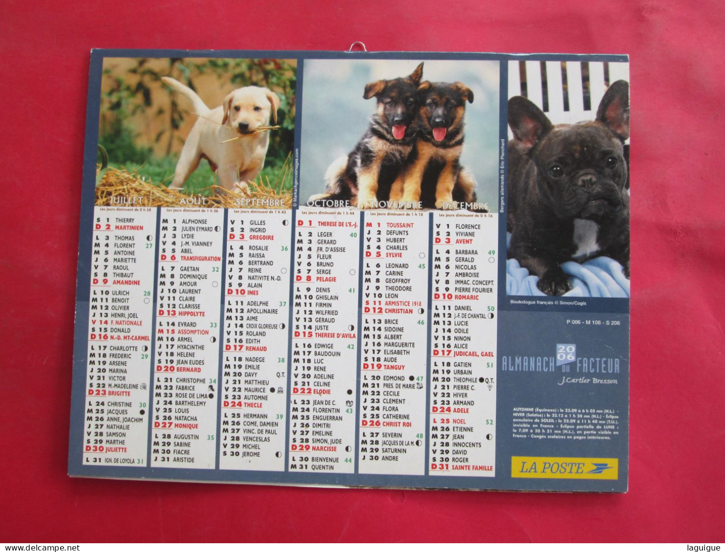 LOT DE 31 CALENDRIERS ALMANACHS de 1982 à 2016  CHIEN, CHAT, POUSSIN LAVIGNE OBERTHUR OLLER