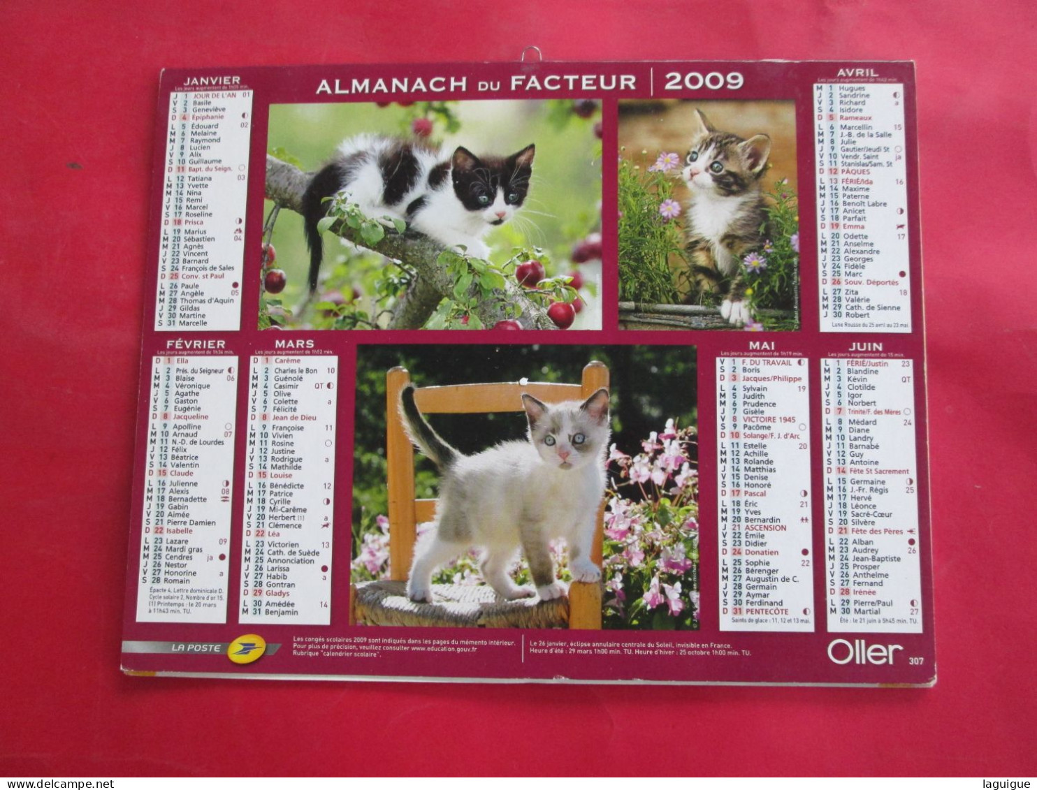 LOT DE 31 CALENDRIERS ALMANACHS de 1982 à 2016  CHIEN, CHAT, POUSSIN LAVIGNE OBERTHUR OLLER