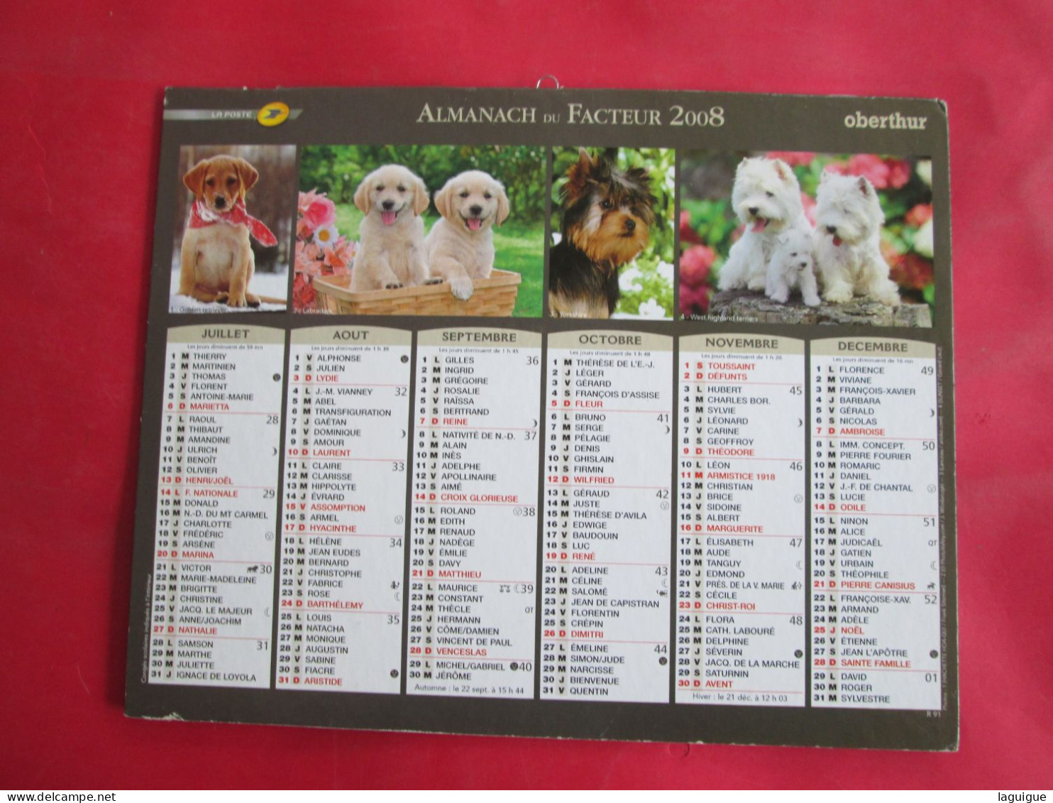 LOT DE 31 CALENDRIERS ALMANACHS de 1982 à 2016  CHIEN, CHAT, POUSSIN LAVIGNE OBERTHUR OLLER