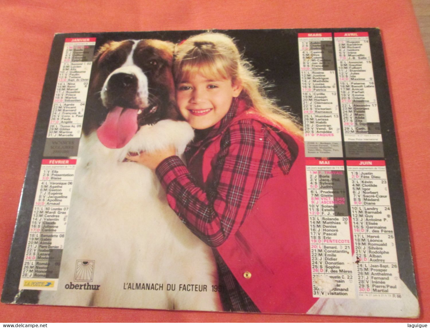 LOT DE 31 CALENDRIERS ALMANACHS de 1982 à 2016  CHIEN, CHAT, POUSSIN LAVIGNE OBERTHUR OLLER