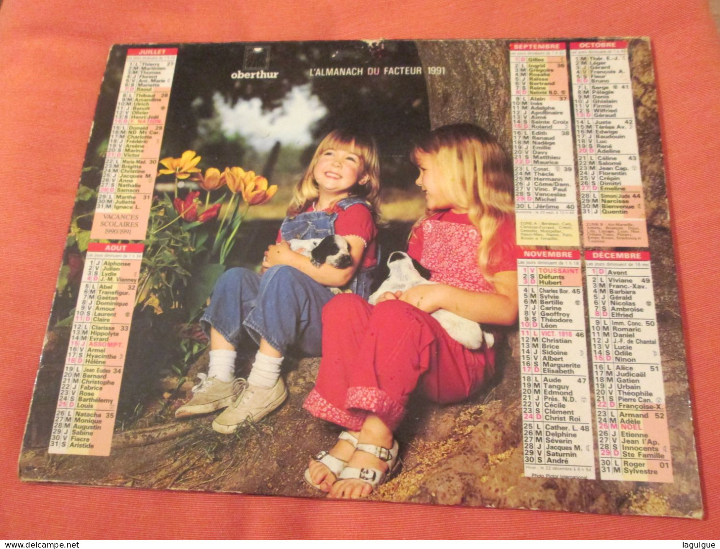 LOT DE 31 CALENDRIERS ALMANACHS de 1982 à 2016  CHIEN, CHAT, POUSSIN LAVIGNE OBERTHUR OLLER