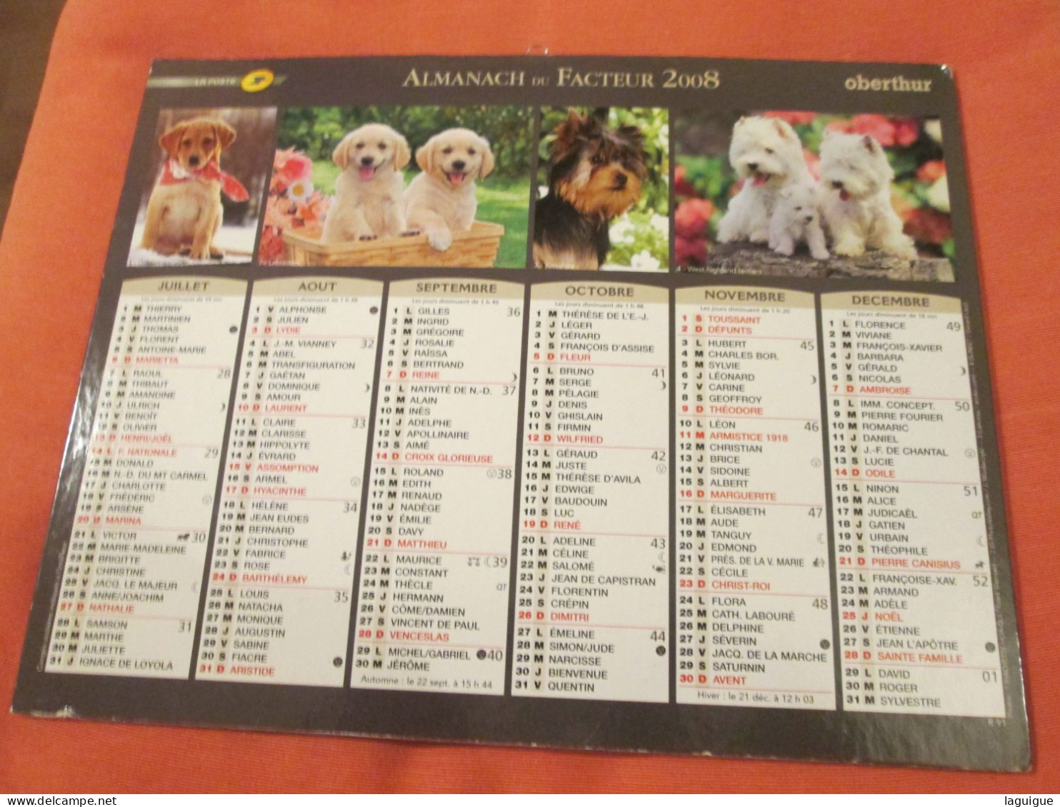 LOT DE 31 CALENDRIERS ALMANACHS de 1982 à 2016  CHIEN, CHAT, POUSSIN LAVIGNE OBERTHUR OLLER