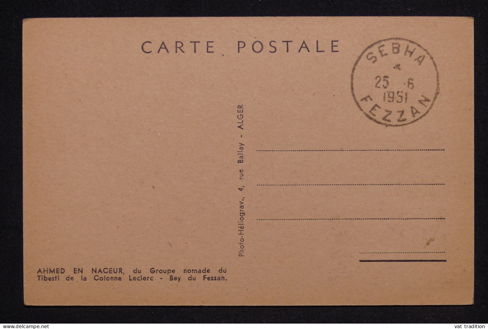 FEZZAN - Carte Maximum En 1951 - Bey Ahmed - L 148083 - Briefe U. Dokumente