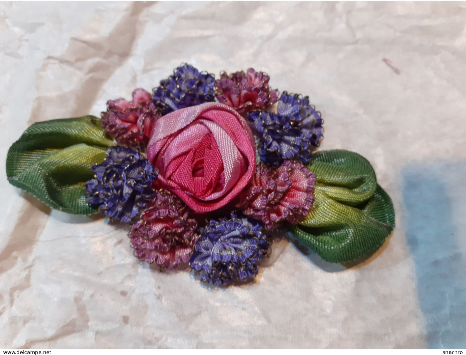 FLEURS BRODERIE à La Main Bouquet De Fleurs à Coudre Satin 1928 - Pizzi, Merletti E Tessuti