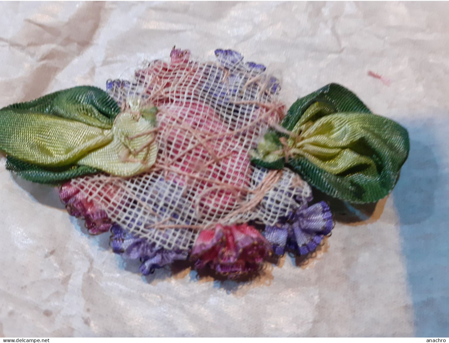 FLEURS BRODERIE à La Main Bouquet De Fleurs à Coudre Satin 1928 - Encajes Y Tejidos