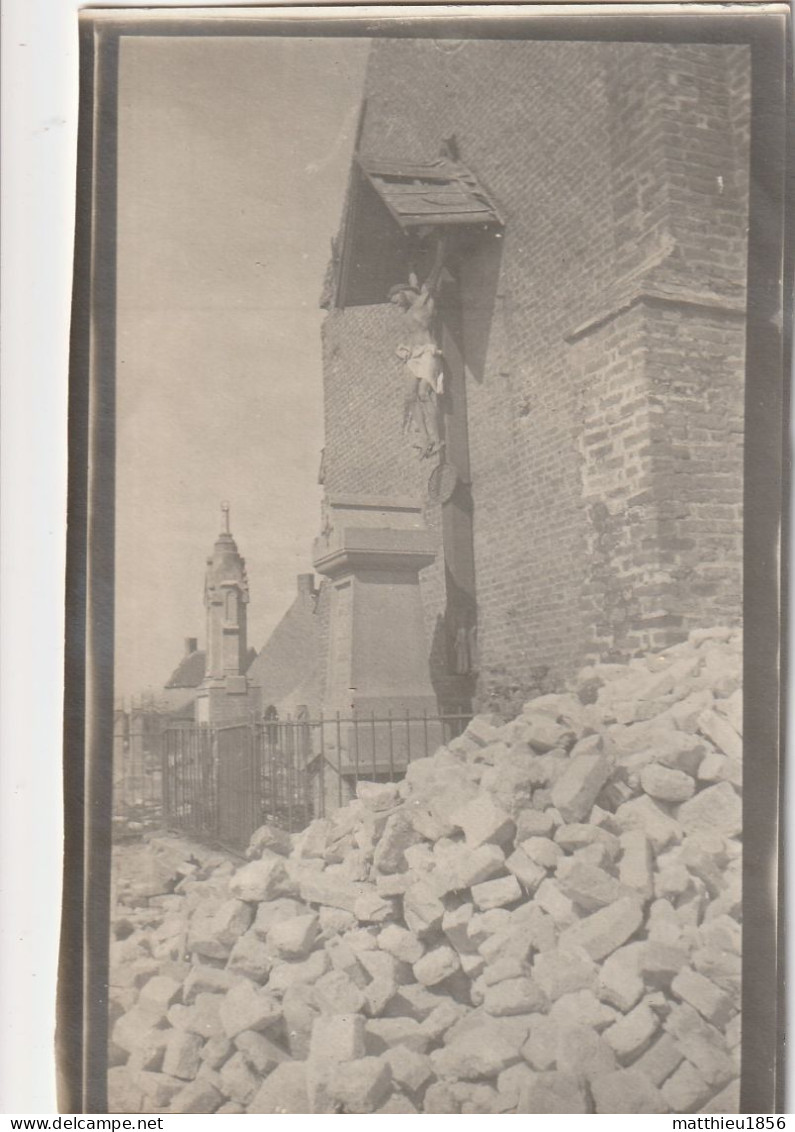 Photo 1916 NIEUCAPELLE (Nieuwkapelle, Diksmuide) - Le Crucifix Dans Les Ruines De L'église (A252, Ww1, Wk 1) - Diksmuide