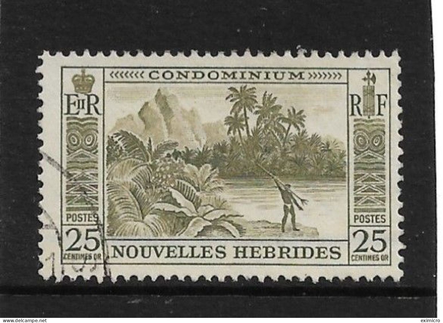 NEW HEBRIDES (FRENCH CURRENCY) 1957 25c SG F100 FINE USED - Used Stamps