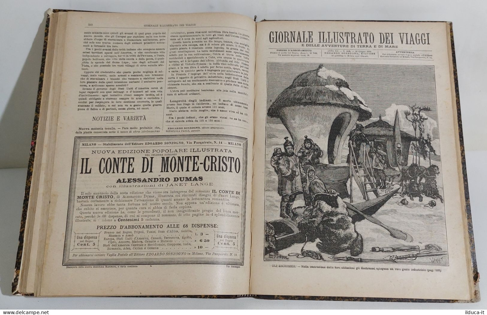 I116828 Lb6 Giornale Illustrato Dei Viaggi Vol. 12 - Sonzogno 1890 - Old Books