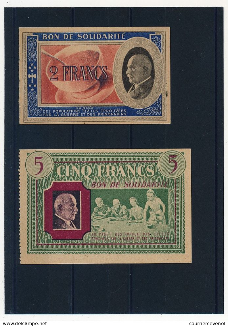 FRANCE - Bons De Solidarité Pétain - 2 Francs Et 5 Francs - TTB - Bonds & Basic Needs