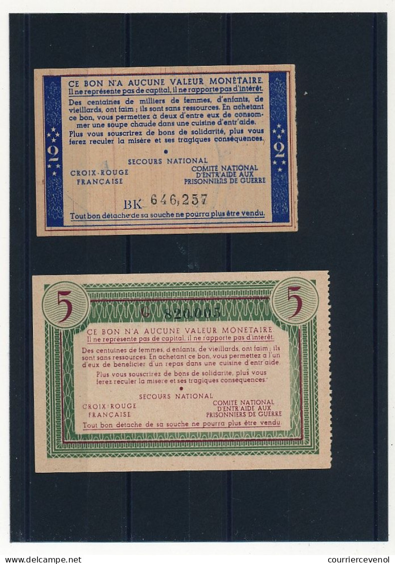 FRANCE - Bons De Solidarité Pétain - 2 Francs Et 5 Francs - TTB - Bonds & Basic Needs