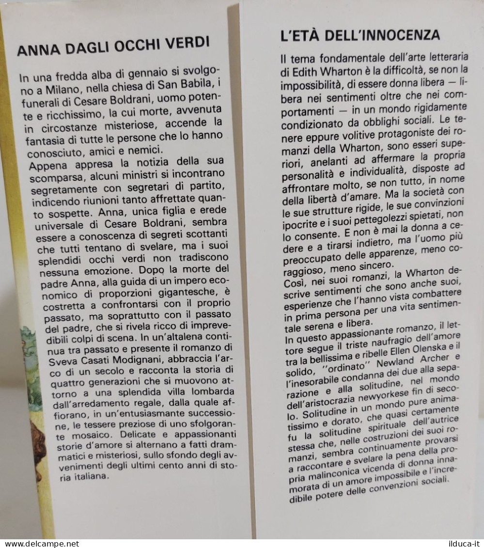 I116835 Anna Dagli Occhi Verdi / L'età Dell'innocenza - Club Italiano 1981 - Tales & Short Stories