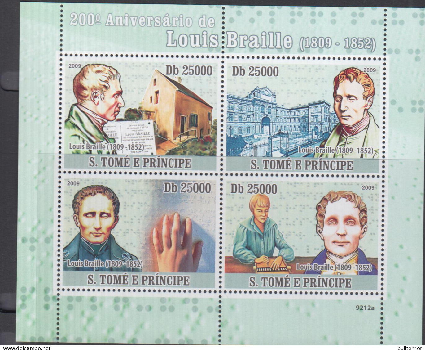 MEDICINE- ST LTHOMAS PRINCE - 2009 - LOUIS BRAILLE SHEETLET OF 4  MINT NEVER HINGED - Handicaps