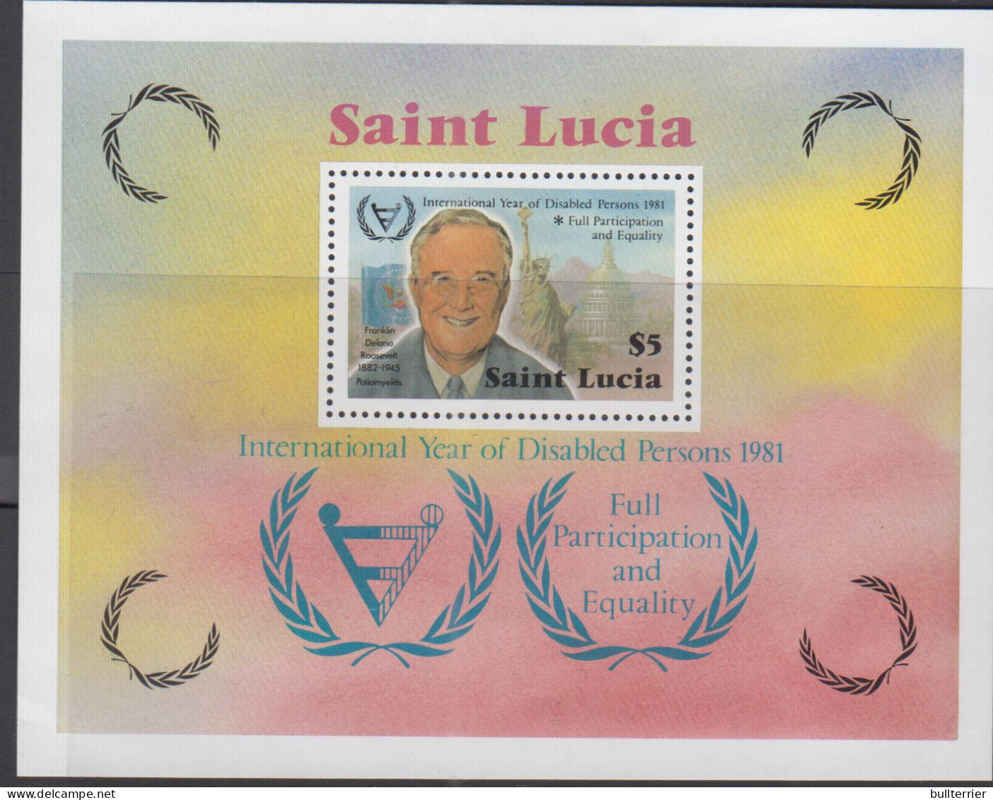 MEDICINE- ST LUCIA - 1981 DISABLED YEAR SOUVENIR  SHEET  MINT NEVER HINGED - Handicaps