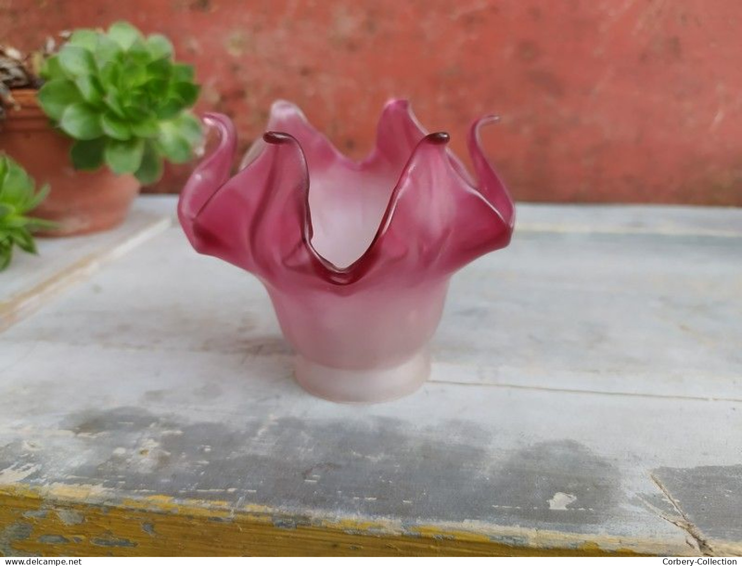 Petite Tulipe De Lampe Fleur Pétales Verre Rose Dégradé - Luminaires & Lustres