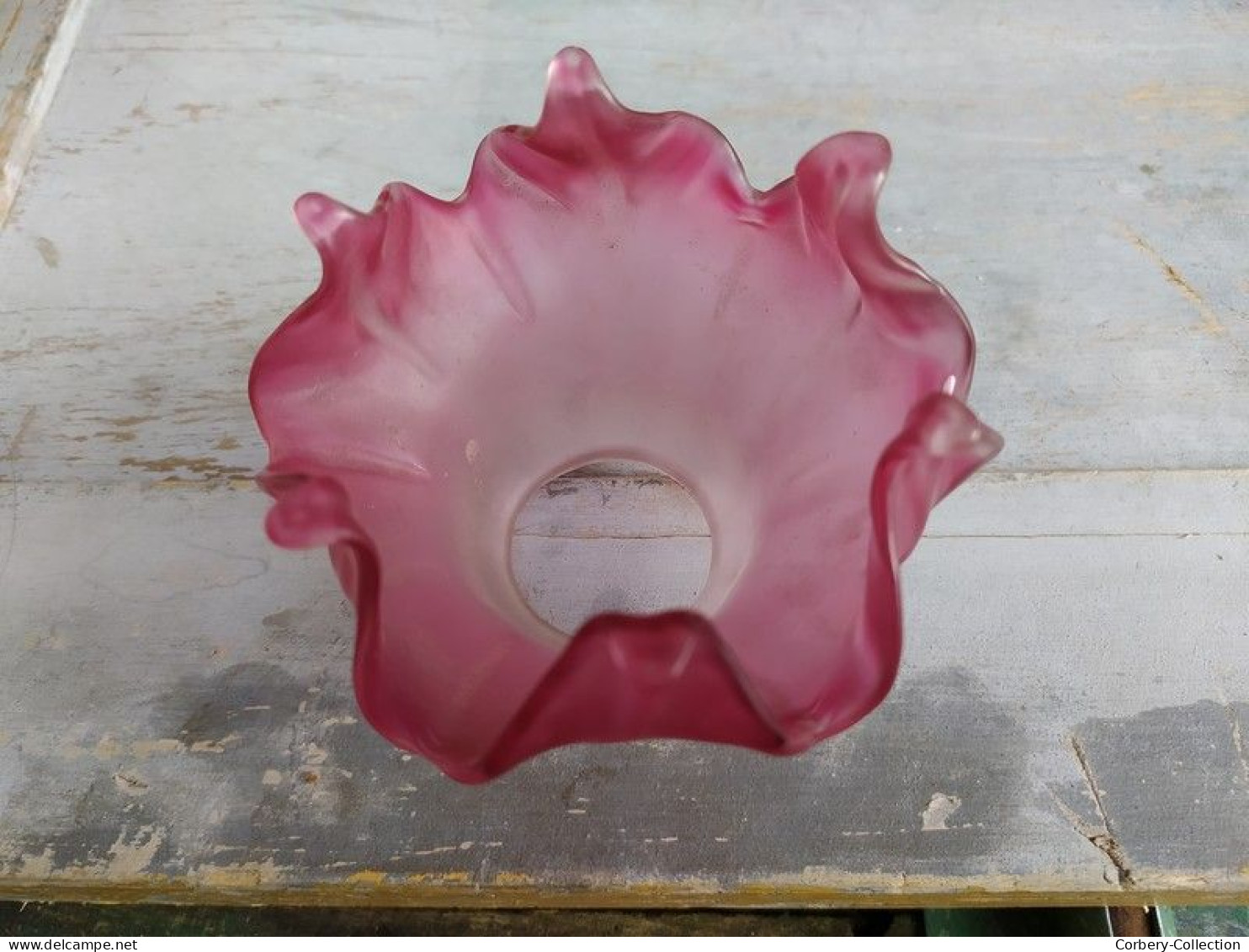 Petite Tulipe De Lampe Fleur Pétales Verre Rose Dégradé - Lantaarns & Kroonluchters