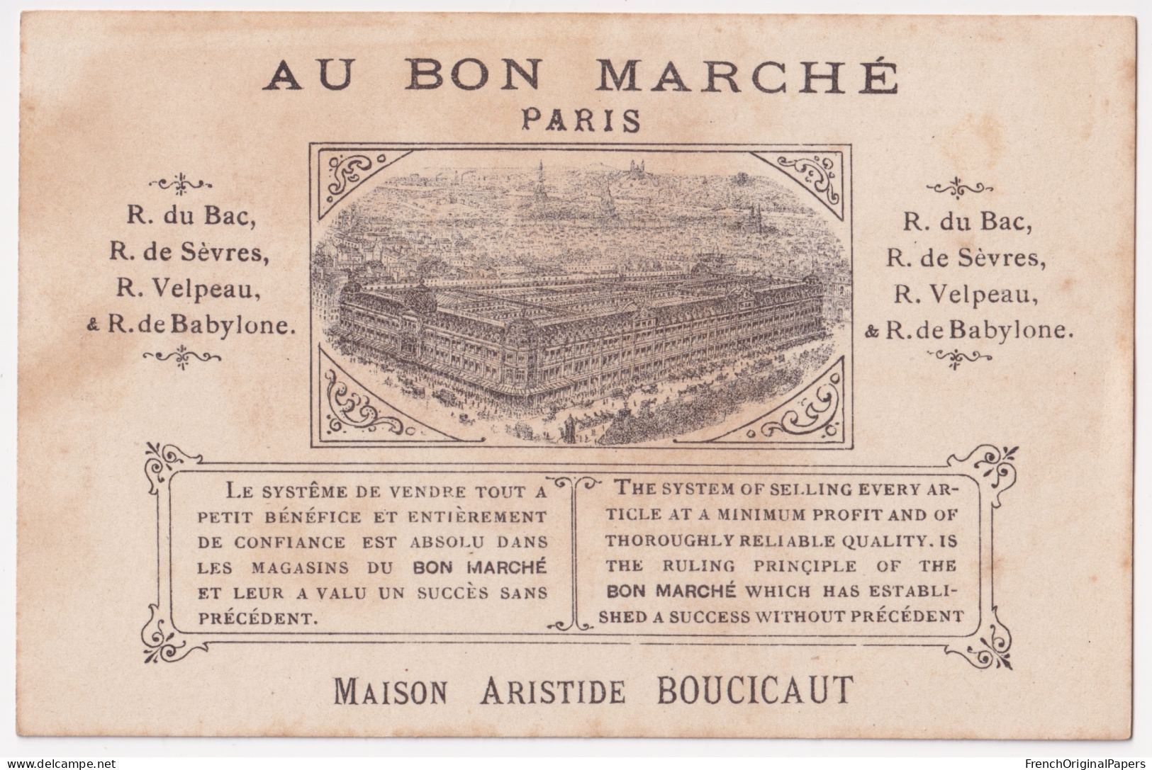 Rare Chromo Dorée 1880s Hutinet Au Bon Marché Paris Enfant Nature Bébé Vol En Sauterelle Insecte Art A43-73 - Au Bon Marché