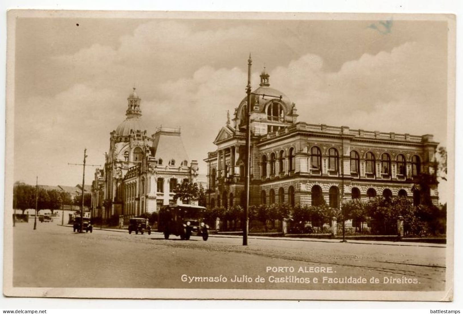 Brazil 1929 RPPC Postcard Porto Alegre - Gymnasio Julio De Castilhos E Faculdade De Direitos - Porto Alegre