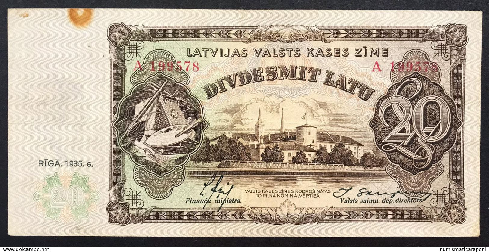 Lettonia LATVIA LETTLAND 20 LATU 1935 PICK#30a  Q.bb LOTTO 141 - Latvia