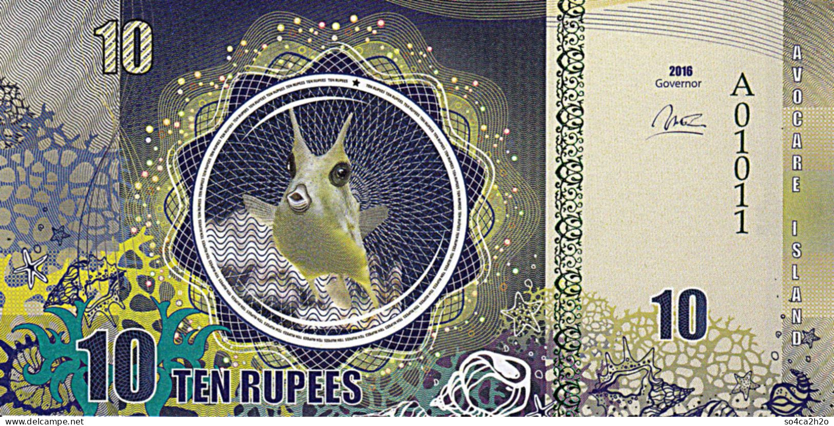 AVOCARE ISLAND 10 Rupees  2016 UNC - Specimen